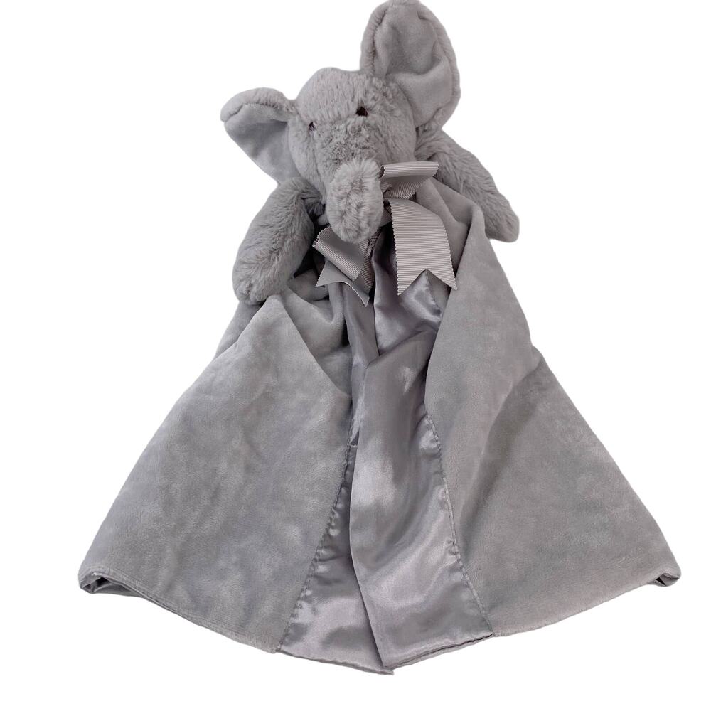 Mudpie Gray Elephant Satin Lovie Lovey Security Blanket Plush 14"